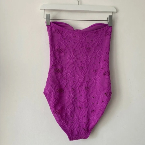 Next Purple Broderie Anglaise Layered Bandeau Swimsuit 8, 10 - Picture 4 of 4